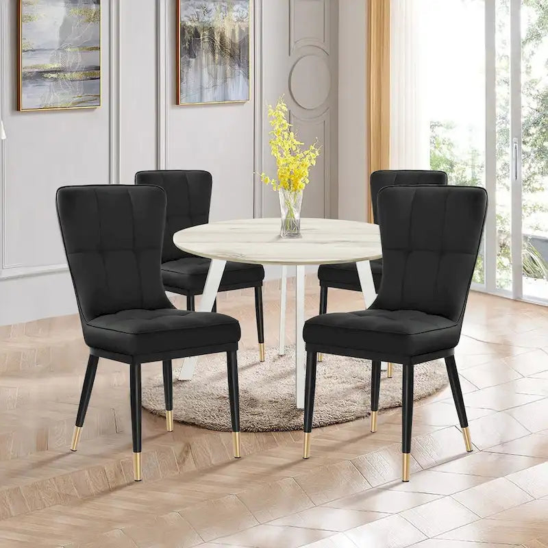 Lot de 2 chaises de salle à manger rembourrées avec pieds en métal