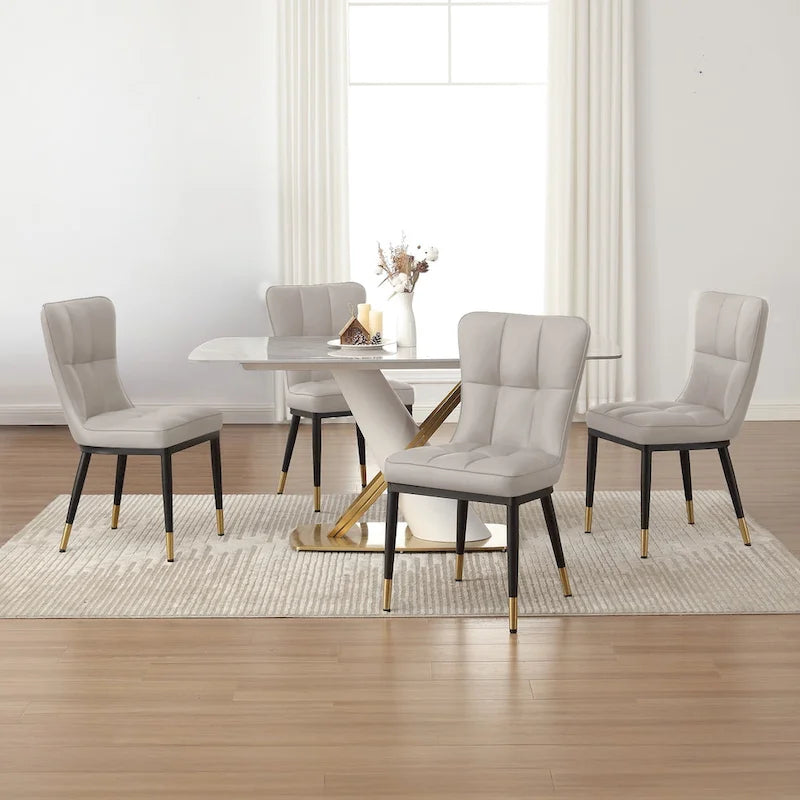 Lot de 2 chaises de salle à manger rembourrées avec pieds en métal