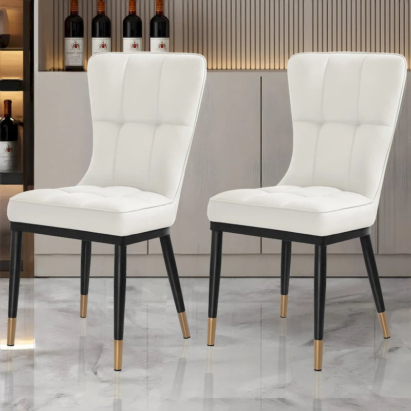 Lot de 2 chaises de salle à manger rembourrées avec pieds en métal