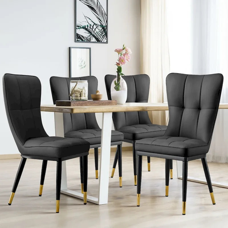 Lot de 2 chaises de salle à manger rembourrées avec pieds en métal