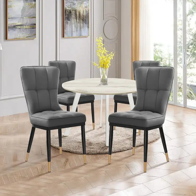 Lot de 2 chaises de salle à manger rembourrées avec pieds en métal