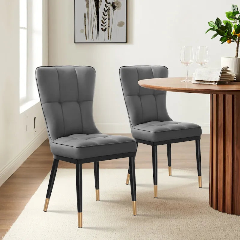 Lot de 2 chaises de salle à manger rembourrées avec pieds en métal