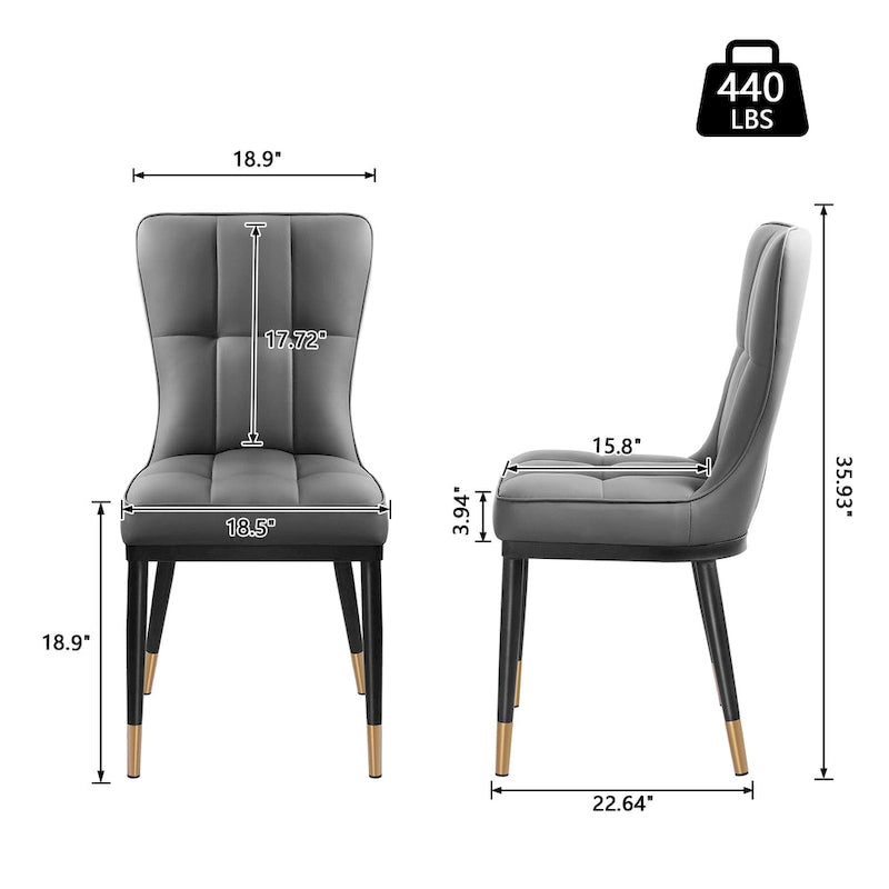 Lot de 2 chaises de salle à manger rembourrées avec pieds en métal