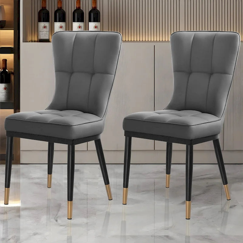 Lot de 2 chaises de salle à manger rembourrées avec pieds en métal