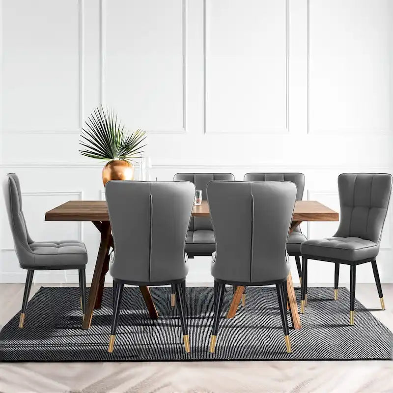 Lot de 2 chaises de salle à manger rembourrées avec pieds en métal