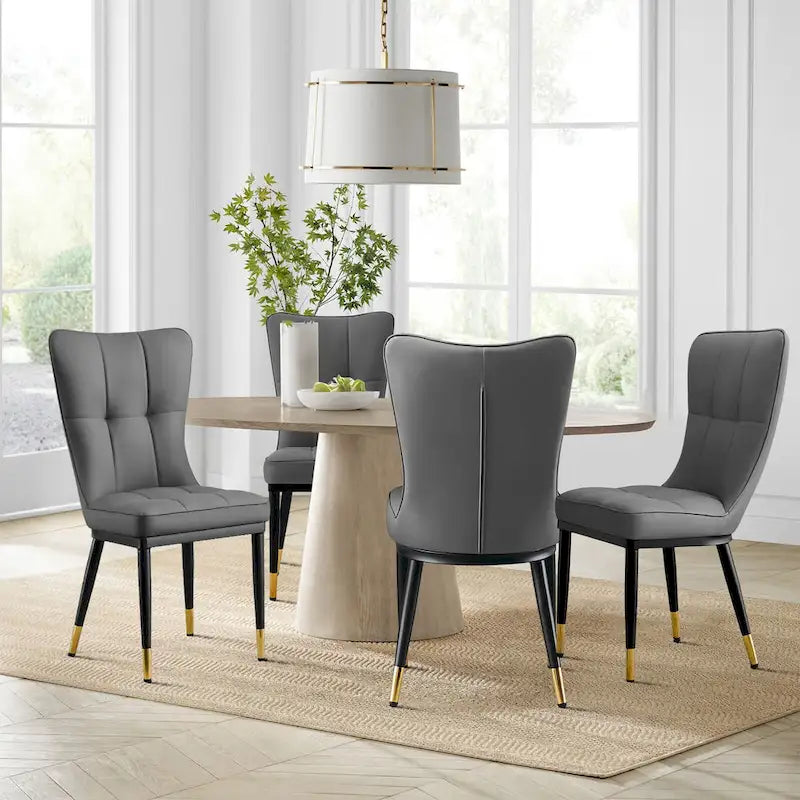 Lot de 2 chaises de salle à manger rembourrées avec pieds en métal