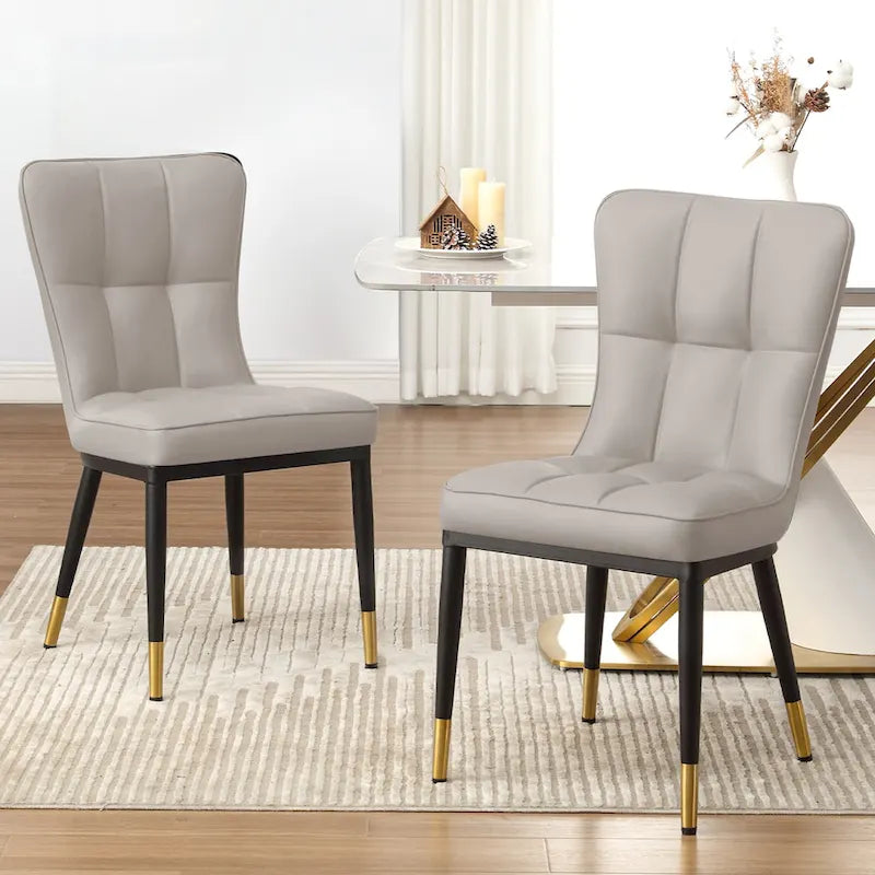 Lot de 2 chaises de salle à manger rembourrées avec pieds en métal