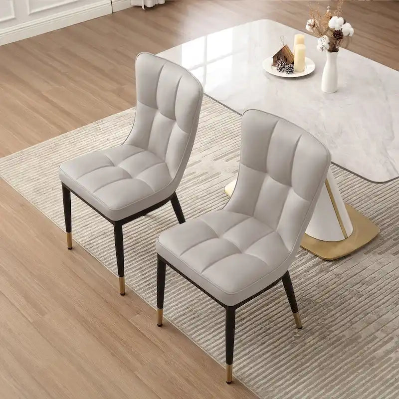 Lot de 2 chaises de salle à manger rembourrées avec pieds en métal