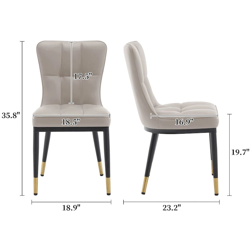 Lot de 2 chaises de salle à manger rembourrées avec pieds en métal