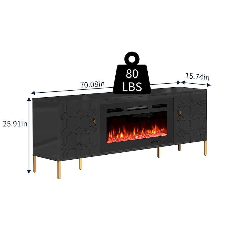 Meuble TV Clihome High Gloss Storage 70 avec cheminée électrique 36