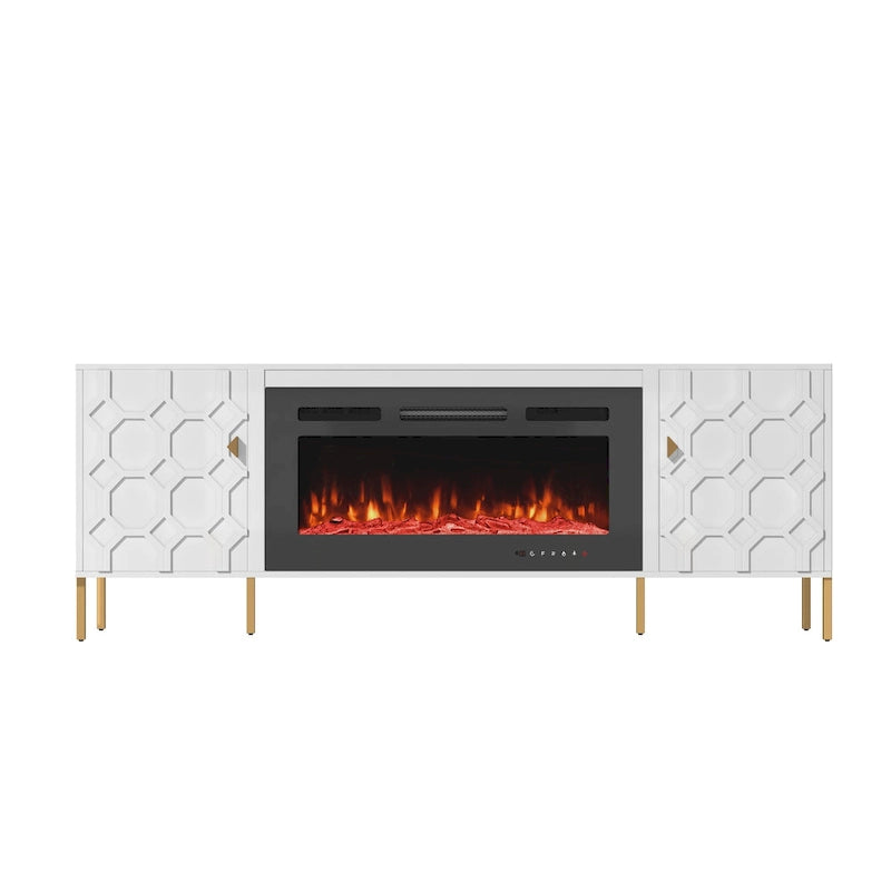 Meuble TV Clihome High Gloss Storage 70 avec cheminée électrique 36