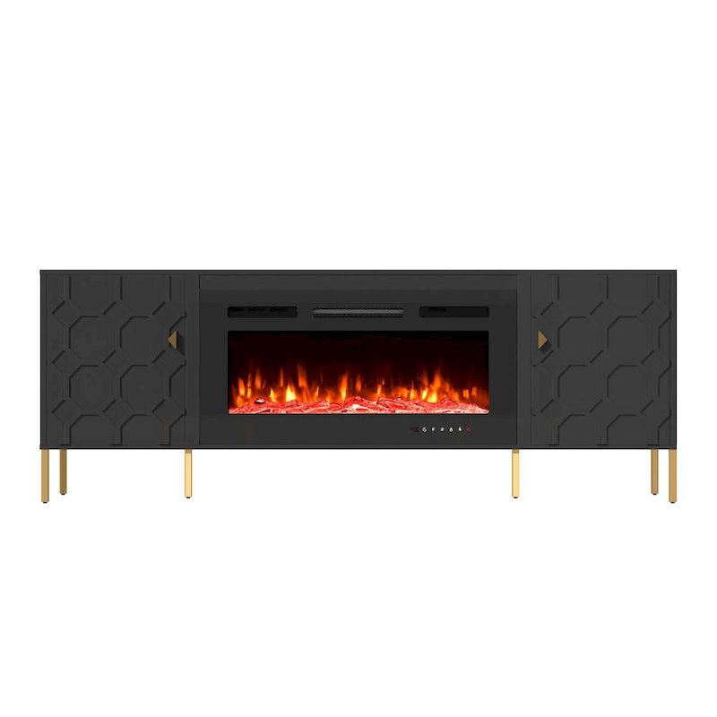 Meuble TV Clihome High Gloss Storage 70 avec cheminée électrique 36