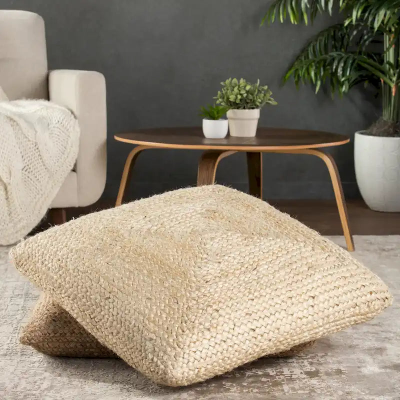The Curated Nomad Faxon Textured Jute Pouf/ Floor Pillow