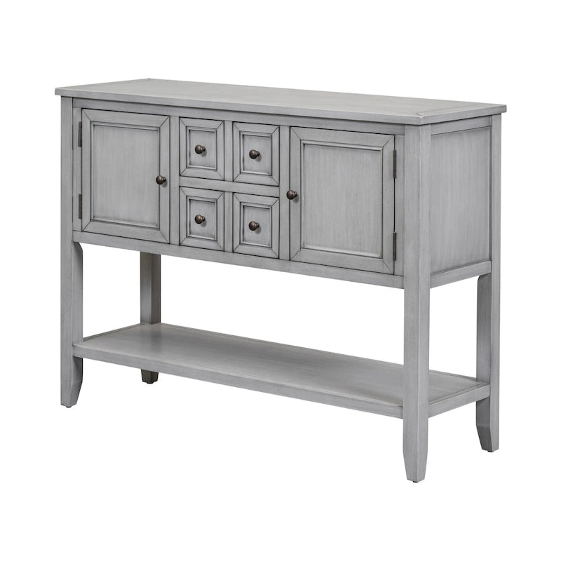 Buffet commode de style rétro en bois avec étagère inférieure, facile à assembler, pour salon, cuisine, entrée