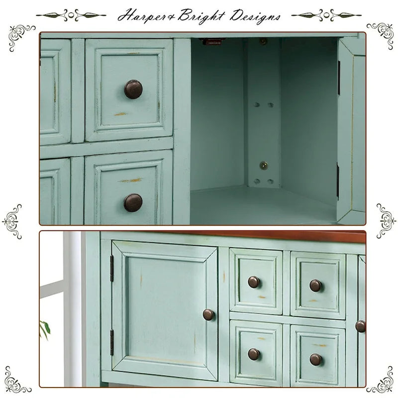 Buffet commode de style rétro en bois avec étagère inférieure, facile à assembler, pour salon, cuisine, entrée