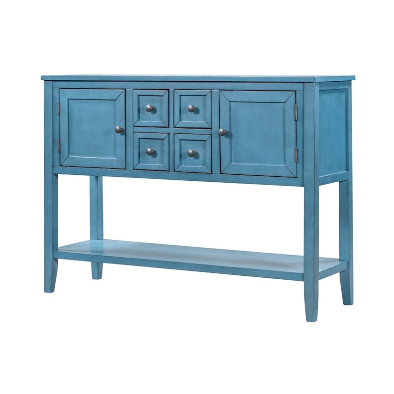 Buffet commode de style rétro en bois avec étagère inférieure, facile à assembler, pour salon, cuisine, entrée