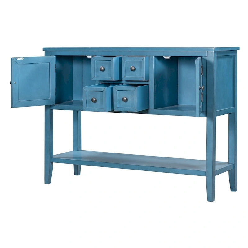 Buffet commode de style rétro en bois avec étagère inférieure, facile à assembler, pour salon, cuisine, entrée