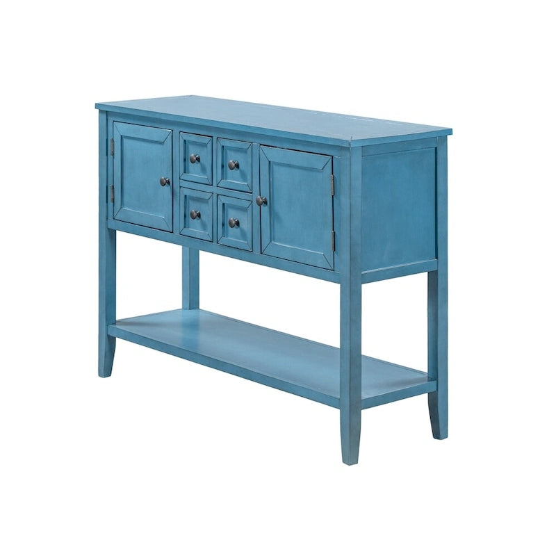 Buffet commode de style rétro en bois avec étagère inférieure, facile à assembler, pour salon, cuisine, entrée