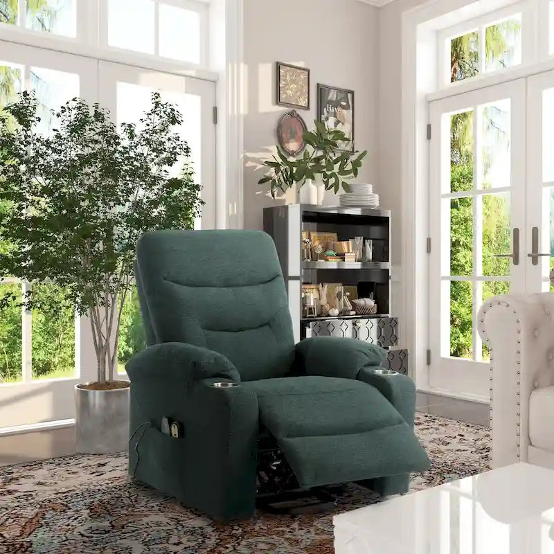 Fauteuil inclinable de massage électrique rembourré Clihome avec porte-gobelet