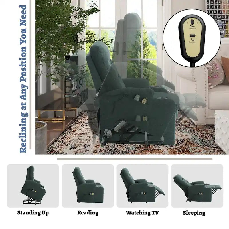 Fauteuil inclinable de massage électrique rembourré Clihome avec porte-gobelet