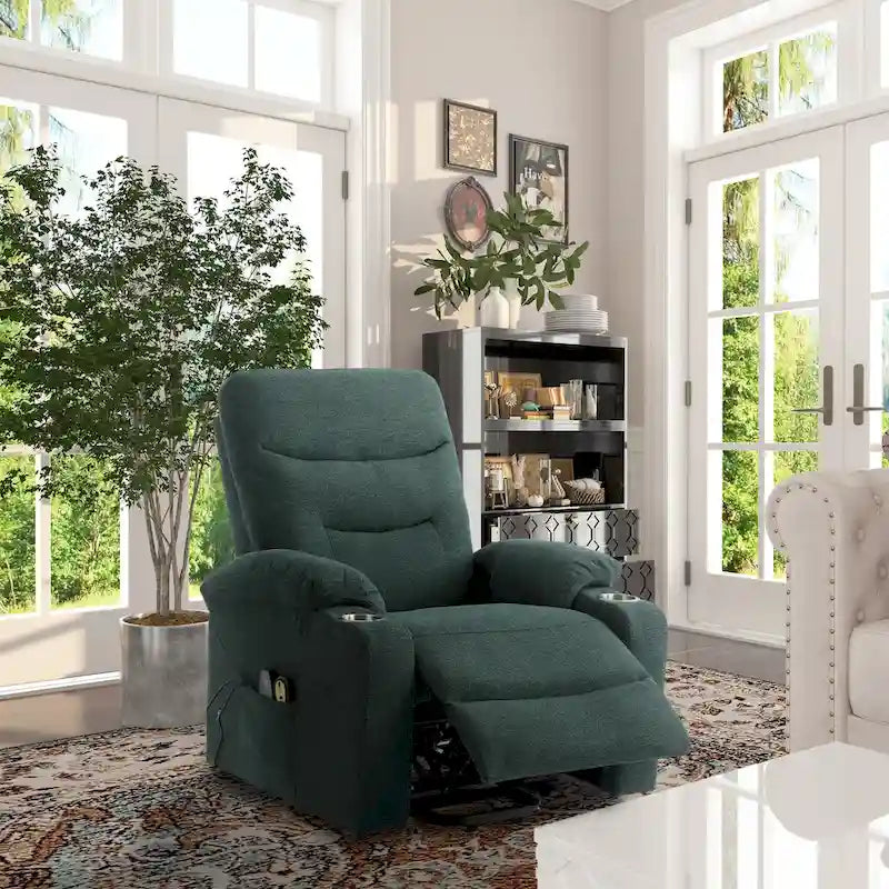 Fauteuil inclinable de massage électrique rembourré Clihome avec porte-gobelet