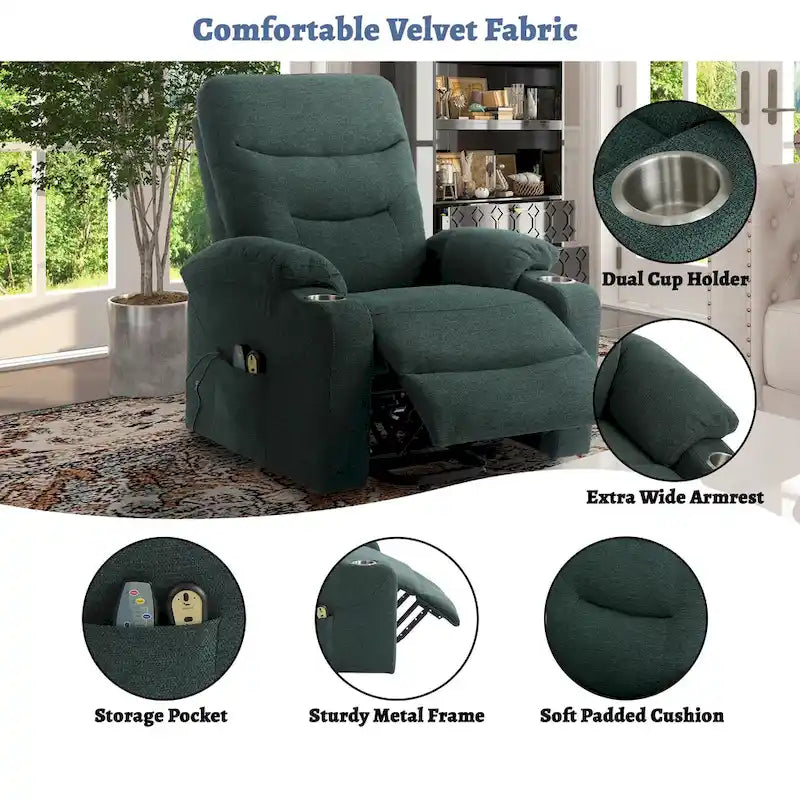 Fauteuil inclinable de massage électrique rembourré Clihome avec porte-gobelet