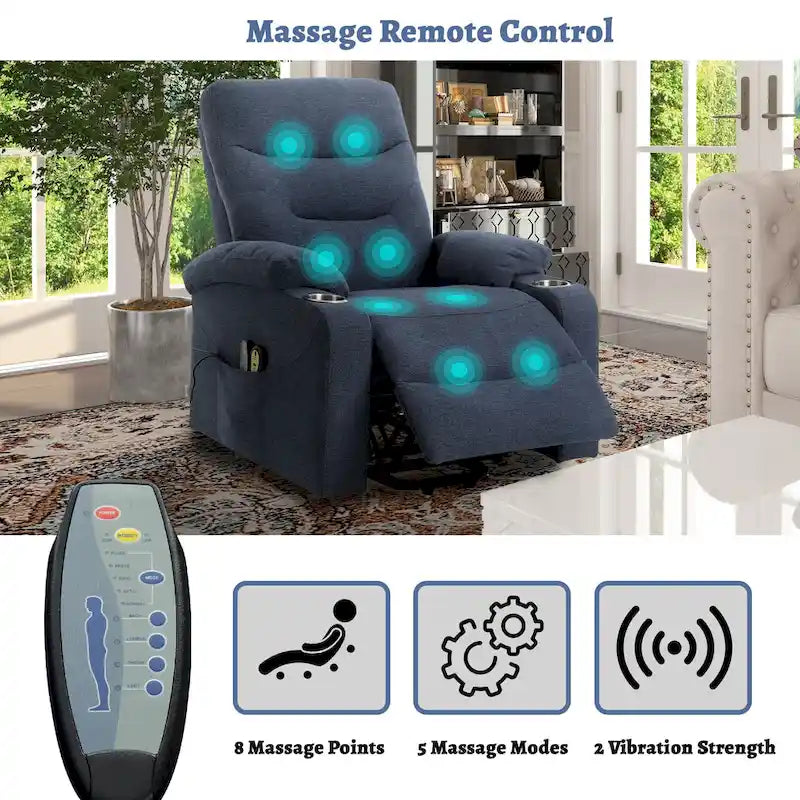 Fauteuil inclinable de massage électrique rembourré Clihome avec porte-gobelet