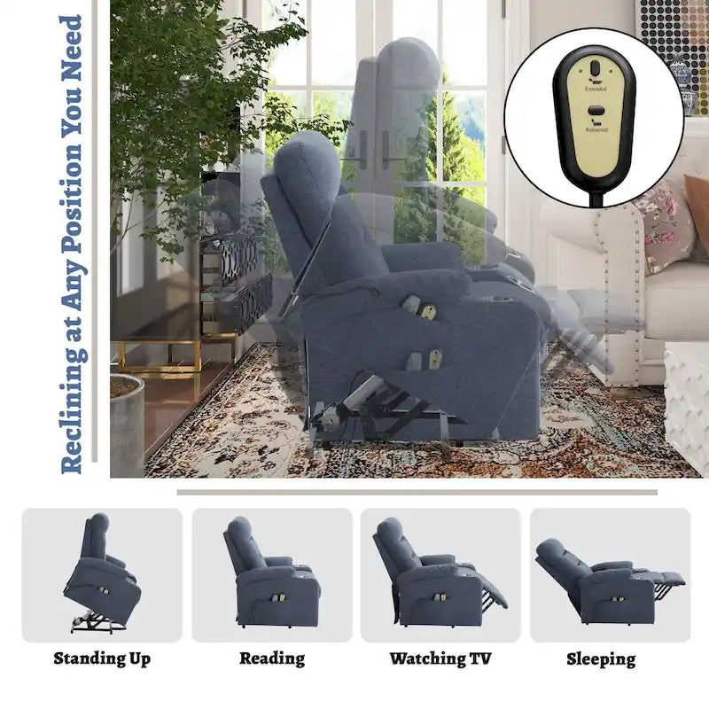 Fauteuil inclinable de massage électrique rembourré Clihome avec porte-gobelet