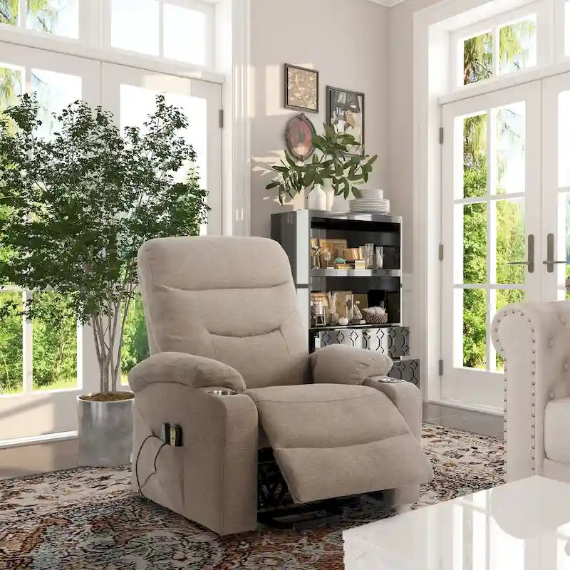 Fauteuil inclinable de massage électrique rembourré Clihome avec porte-gobelet