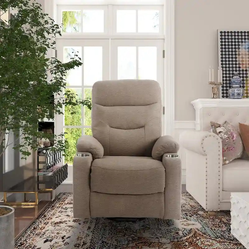 Fauteuil inclinable de massage électrique rembourré Clihome avec porte-gobelet
