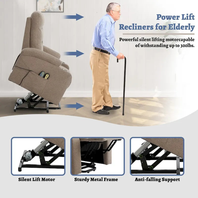 Fauteuil inclinable de massage électrique rembourré Clihome avec porte-gobelet