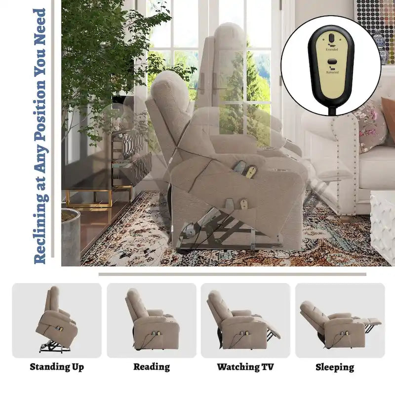 Fauteuil inclinable de massage électrique rembourré Clihome avec porte-gobelet