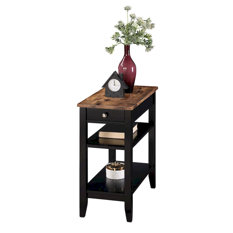 Table d'appoint de chevet à 1 tiroir et étagères American Heritage de Convenience Concepts