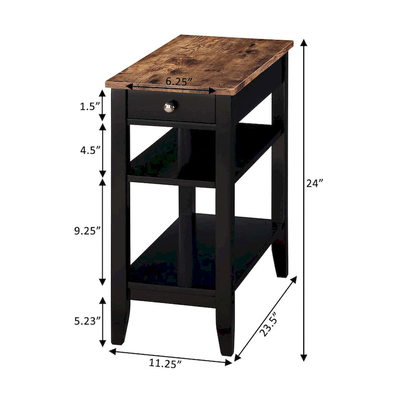 Table d'appoint de chevet à 1 tiroir et étagères American Heritage de Convenience Concepts