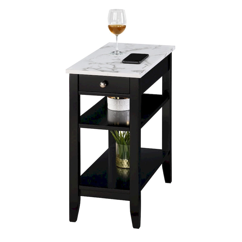 Table d'appoint de chevet à 1 tiroir et étagères American Heritage de Convenience Concepts