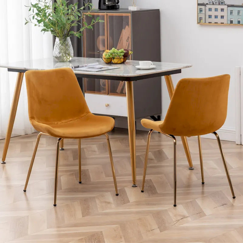 Roundhill Furniture Aufurr - Chaises de salle à manger modernes en velours (Lot de 2)