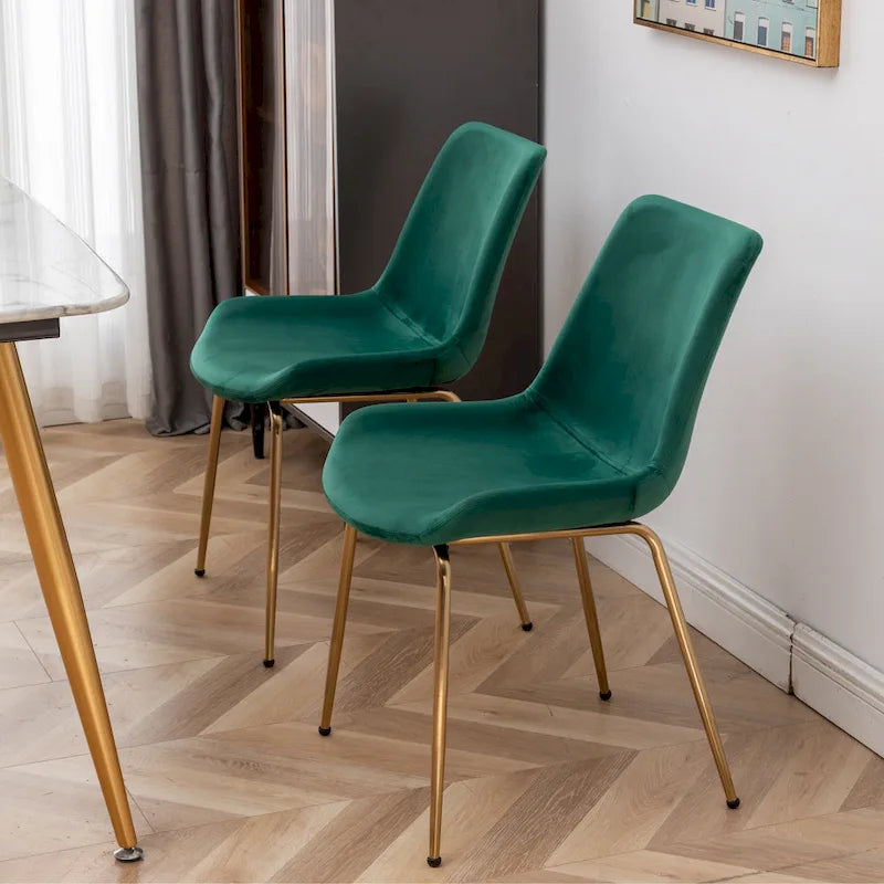 Roundhill Furniture Aufurr - Chaises de salle à manger modernes en velours (Lot de 2)