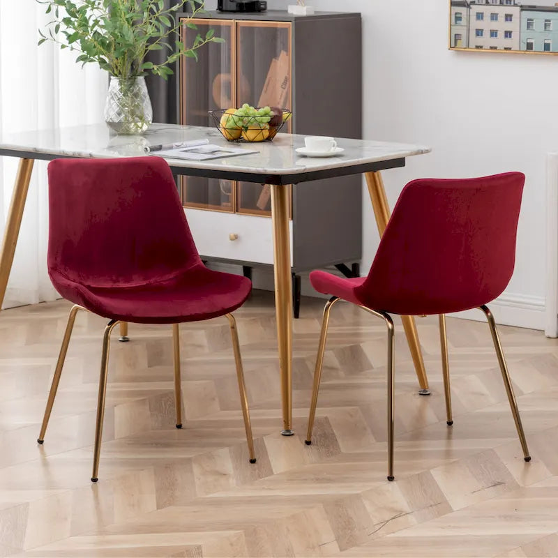 Roundhill Furniture Aufurr - Chaises de salle à manger modernes en velours (Lot de 2)