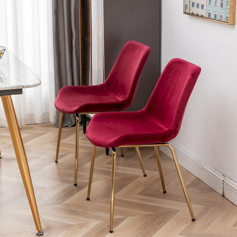 Roundhill Furniture Aufurr - Chaises de salle à manger modernes en velours (Lot de 2)
