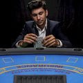 HomCom Table de poker pliable demi-lune 72 po 7 joueurs – Bleu/Noir