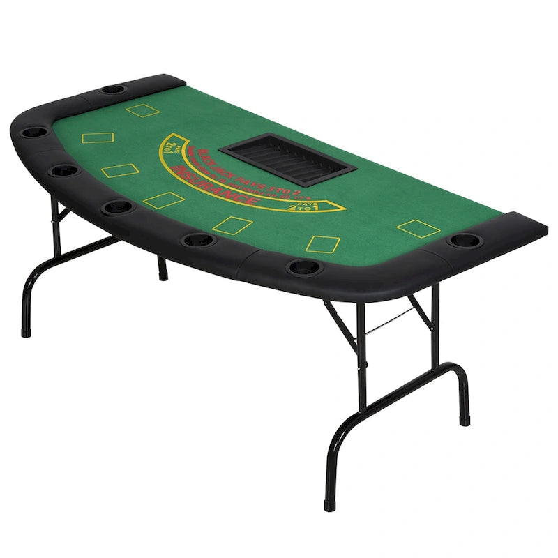 HomCom Table de poker pliable demi-lune 72 po 7 joueurs – Bleu/Noir