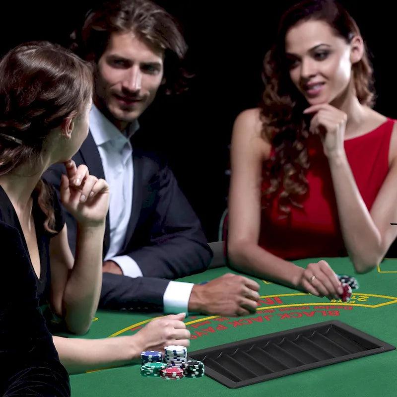 HomCom Table de poker pliable demi-lune 72 po 7 joueurs – Bleu/Noir
