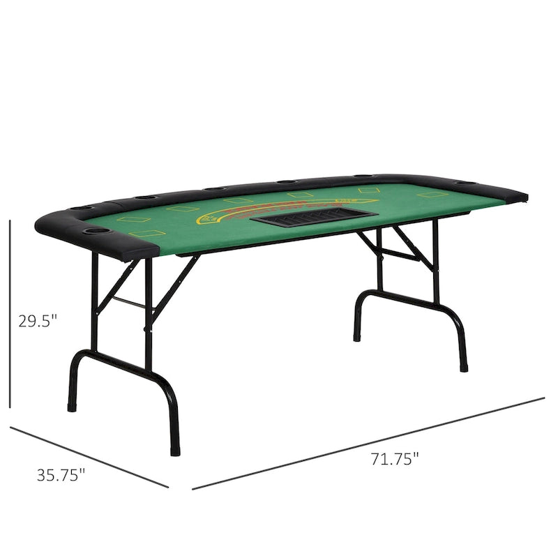 HomCom Table de poker pliable demi-lune 72 po 7 joueurs – Bleu/Noir