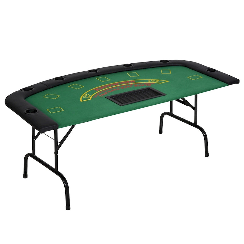 HomCom Table de poker pliable demi-lune 72 po 7 joueurs – Bleu/Noir