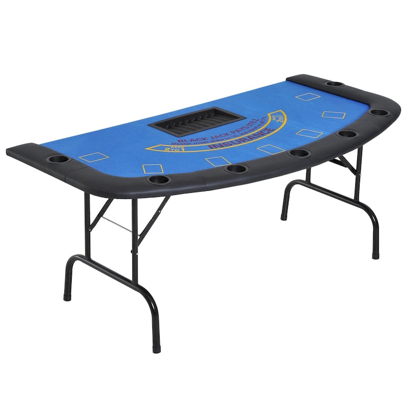 HomCom Table de poker pliable demi-lune 72 po 7 joueurs – Bleu/Noir