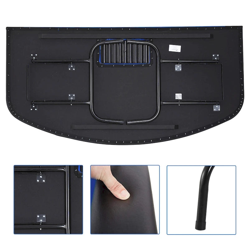 HomCom Table de poker pliable demi-lune 72 po 7 joueurs – Bleu/Noir