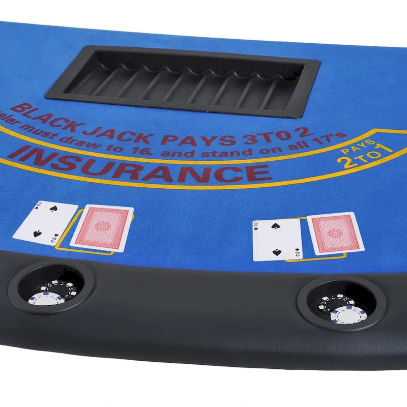 HomCom Table de poker pliable demi-lune 72 po 7 joueurs – Bleu/Noir