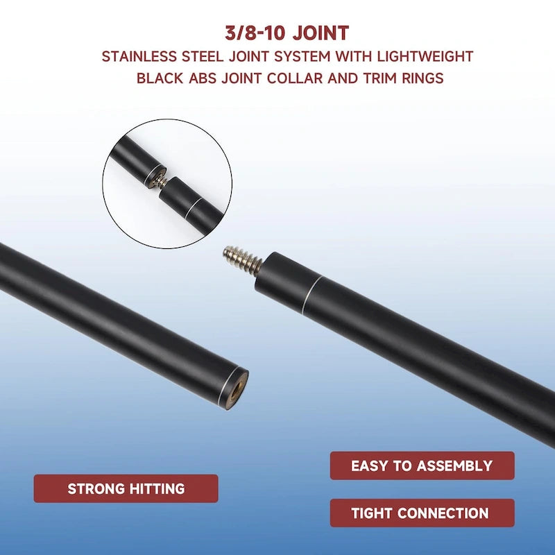 Jeu de 4 queues de billard GSE en fibre de verre composite graphite mat. Kit de 4 queues de billard de 58 po en 2 pièces pour usage domestique ou commercial.