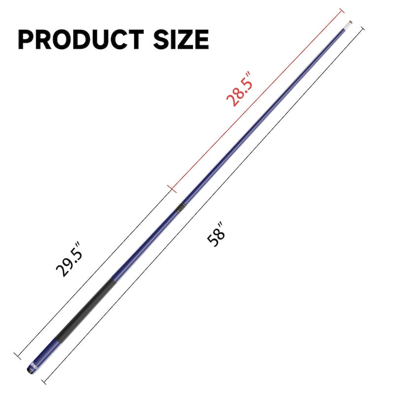 Jeu de 4 queues de billard GSE en fibre de verre composite graphite mat. Kit de 4 queues de billard de 58 po en 2 pièces pour usage domestique ou commercial.