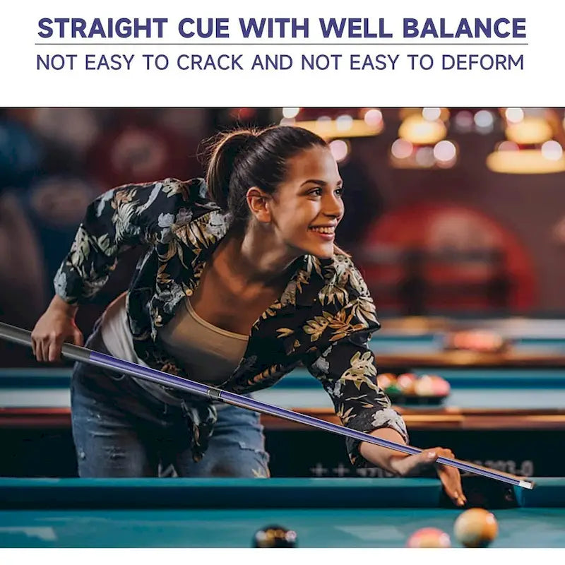 Jeu de 4 queues de billard GSE en fibre de verre composite graphite mat. Kit de 4 queues de billard de 58 po en 2 pièces pour usage domestique ou commercial.